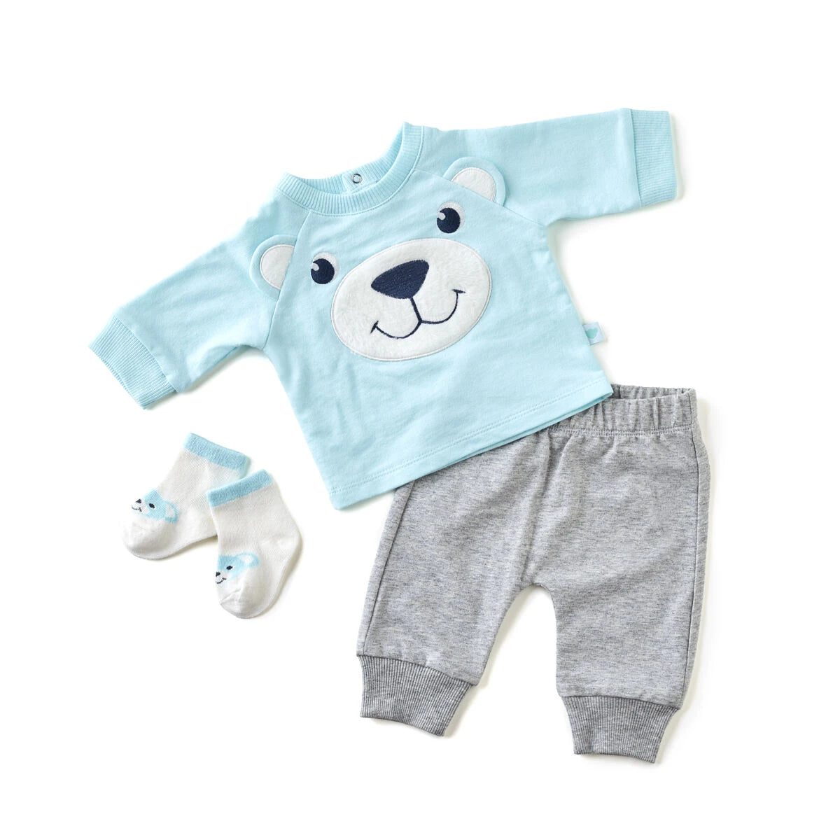 Blue Bear Baby Outfit With Socks - Size 9 Months for Stuffed Animals | Build-A-Bear® - US 4858