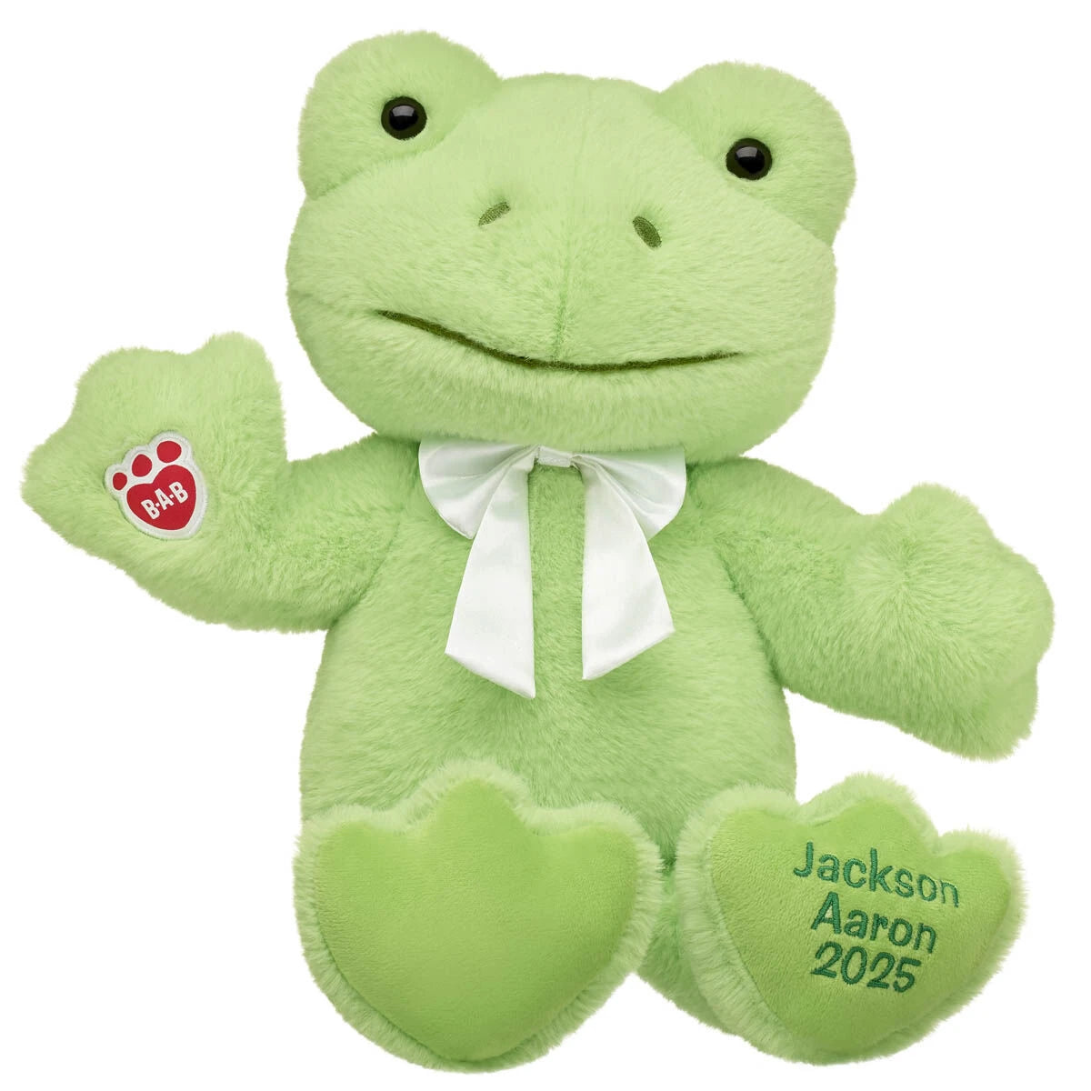 Embroidered Spring Green Frog Plush &amp; White Gifting Bow | Build-A-Bear® - US 9009