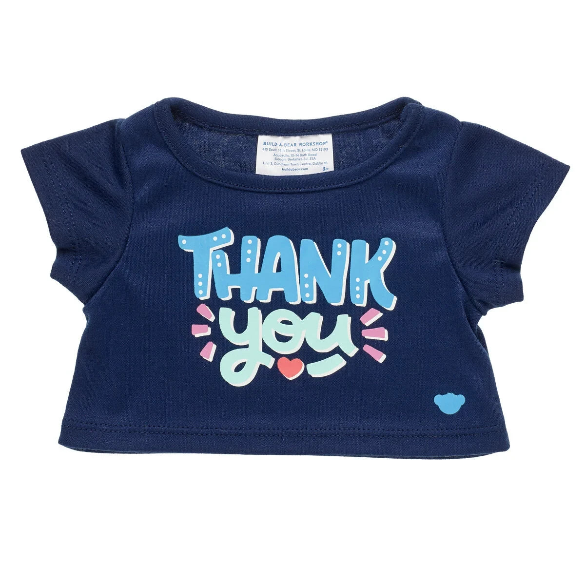 "Thank You" Plush Toy T-Shirt - Navy Blue - US 7355