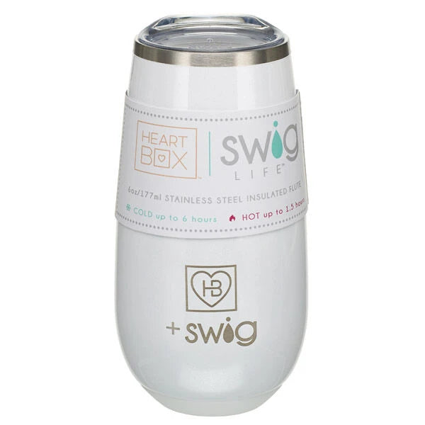 6 oz. HeartBox x Swig Life White Stemless Flute | Build-A-Bear® - US 5649
