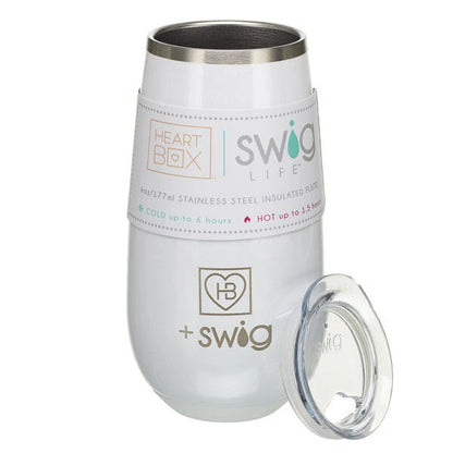 6 oz. HeartBox x Swig Life White Stemless Flute | Build-A-Bear® - US 1256