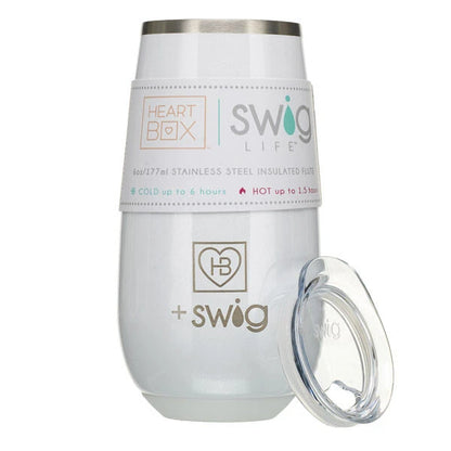 6 oz. HeartBox x Swig Life White Stemless Flute | Build-A-Bear® - US 9744