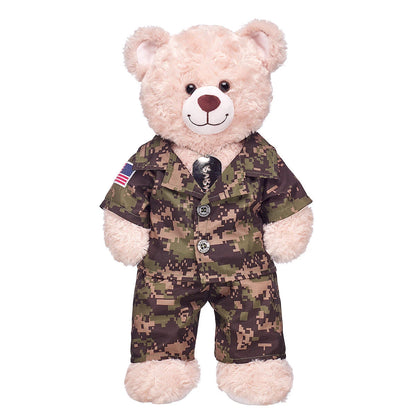 Green Digital Camo Uniform with USA Flag for Stuffed Animals | Build-A-Bear® - US 8064