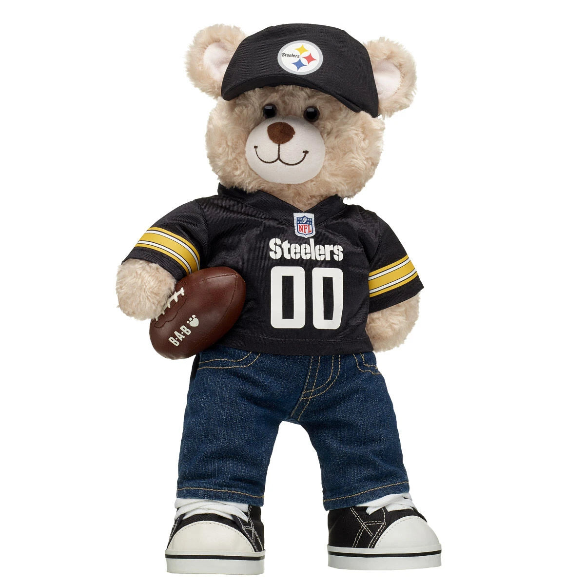 Pittsburgh Steelers Happy Hugs Teddy Bear Hat &amp; Football Set - US 4597