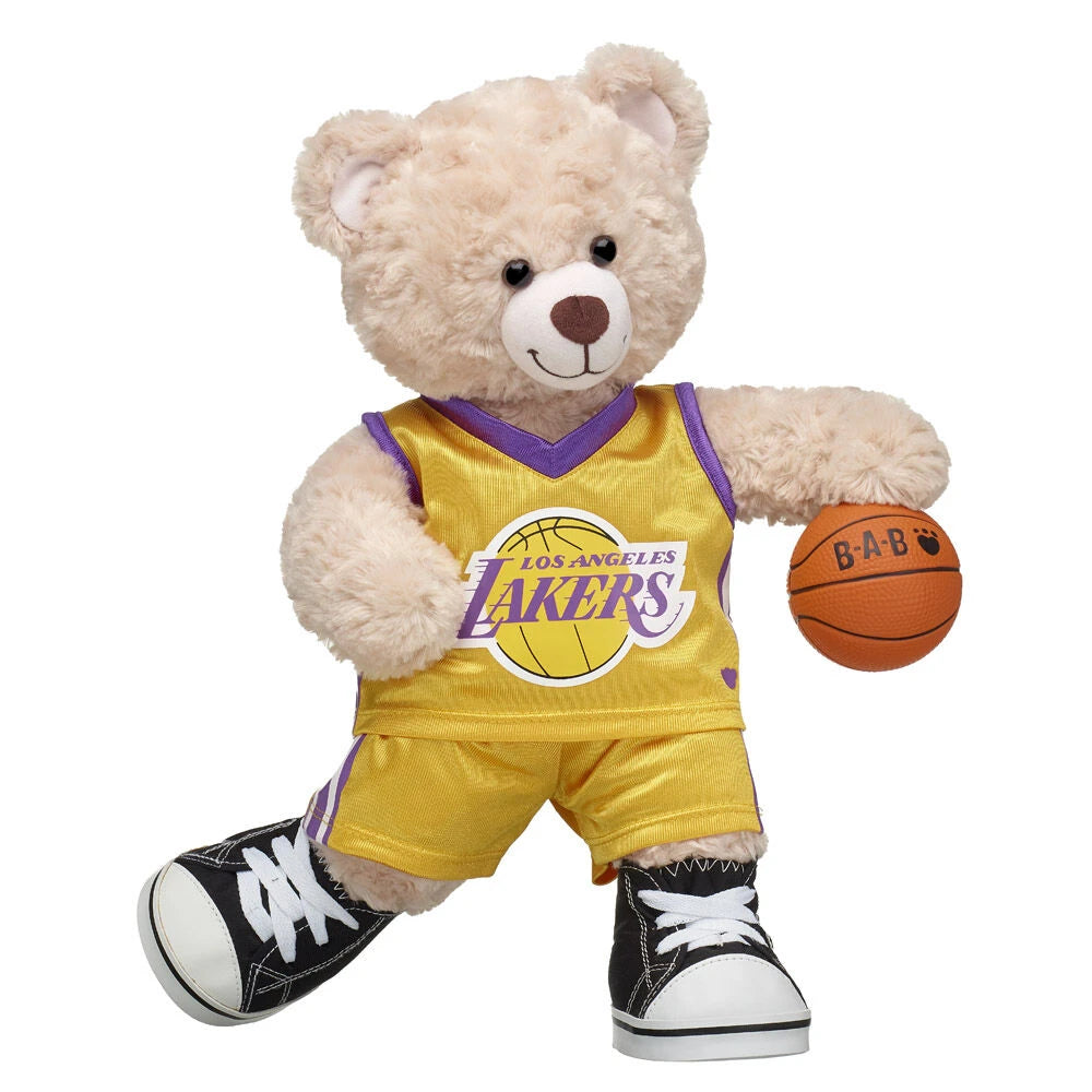 Los Angeles Lakers Happy Hugs Teddy Bear Basketball Gift Set | Build-A-Bear® - US 7032