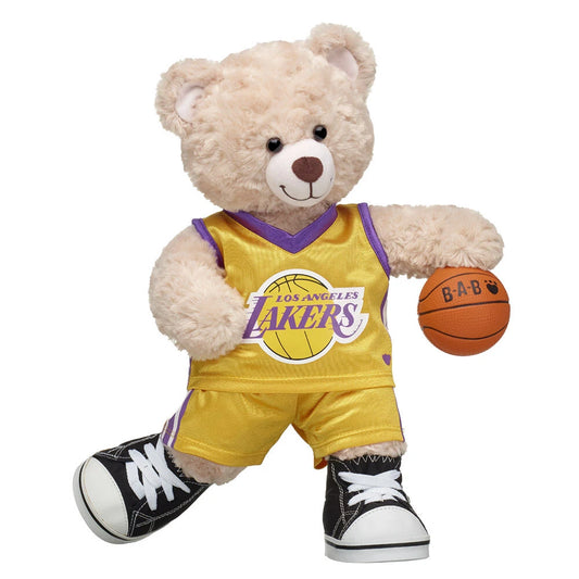 Los Angeles Lakers Happy Hugs Teddy Bear Basketball Gift Set | Build-A-Bear® - US 7032