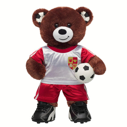 Let's Goal Bear Red Soccer Uniform Gift Set | Build-A-Bear - US 1881