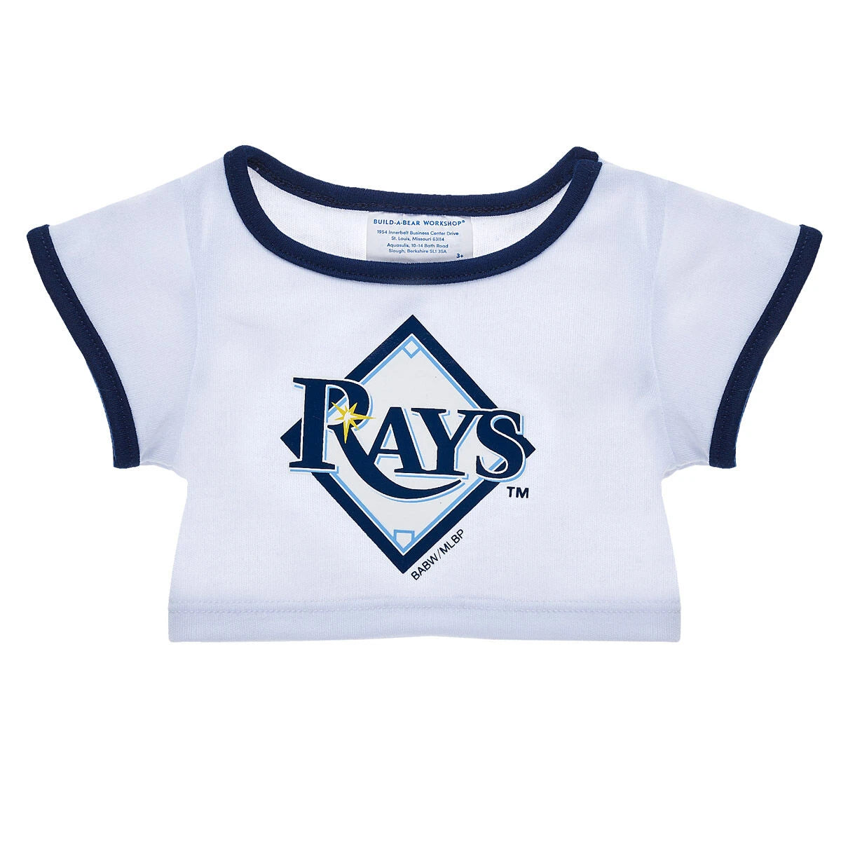 Tampa Bay Rays™ White &amp; Blue Ringer T-Shirt for Stuffed Animals | Build-A-Bear® - US 6285