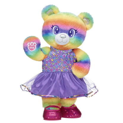 Rainbow Stripes Teddy Bear Leopard Print | Build-A-Bear - US 4795