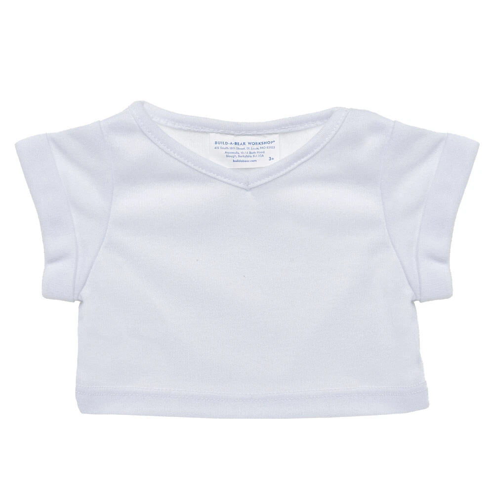 Online Exclusive White V-Neck T-Shirt | Build-A-Bear - US 5790