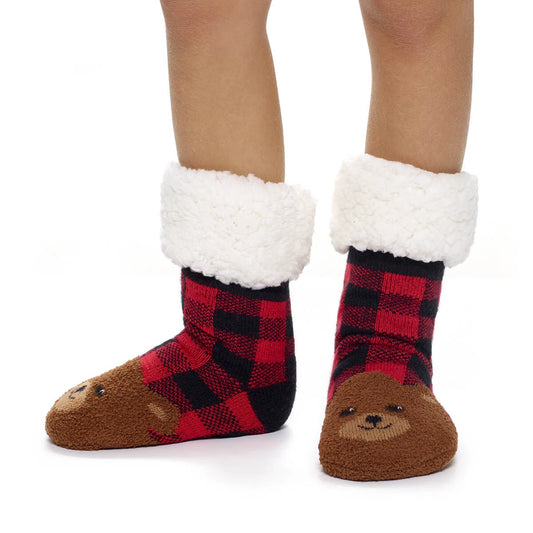 Build-A-Bear Pajama Shop™ Buffalo Check Bear Slipper Socks - Toddler, Youth &amp; Adult - US 8419