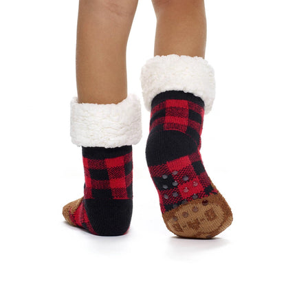 Build-A-Bear Pajama Shop™ Buffalo Check Bear Slipper Socks - Toddler, Youth &amp; Adult - US 8419