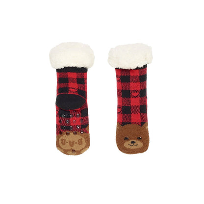 Build-A-Bear Pajama Shop™ Buffalo Check Bear Slipper Socks - Toddler, Youth &amp; Adult - US 8419